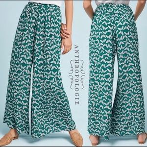 Anthropologie Maeve Acker Wide-Leg Pants - Green butterfly pants